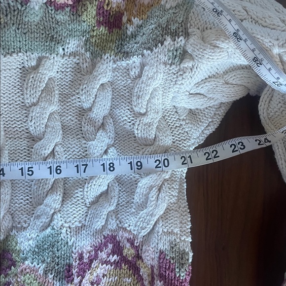 Handknitted VIntage Express Floral Cream Cardigan Sweater - Picture 15 of 16